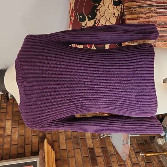 Christopher & Banks purple 100% cotton cable knit sweater size medium Spring - Picture 5 of 11